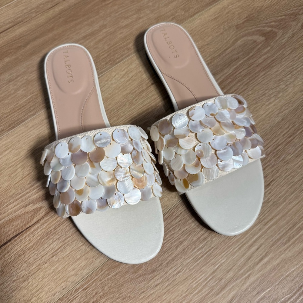 Talbots Keri Shell Embellished Slides Sandals Wom… - image 1